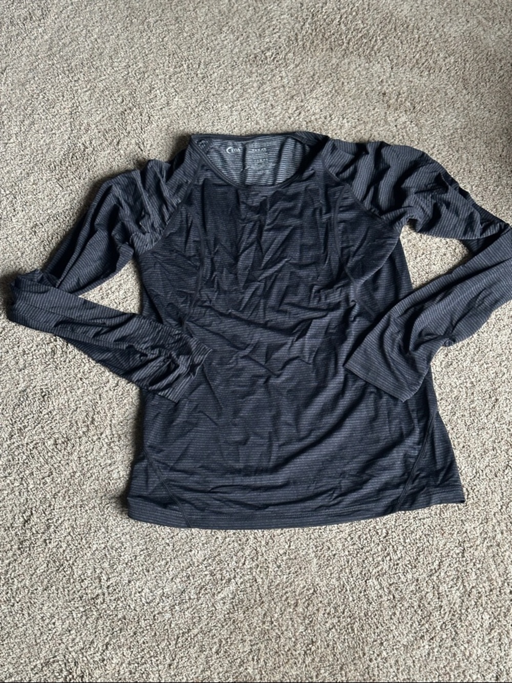 ZYIA Long Sleeve Athletic Top - Charcoal Stripe
